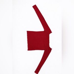 Hollister Fitted Red Crop Top Long Sleeve | Y2K Baby Tee | Size M